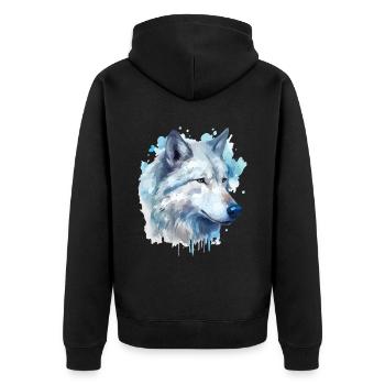 Loup Tête de loup Animal Nature Nature Nature Aquarelle Art - Veste à capuche bio Premium Unisexe - noir - Dos - Nico (187cm)