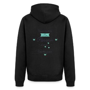 veux tu être mon parrain d'amour - Veste à capuche bio Premium Unisexe - noir - Dos - Nico (187cm)
