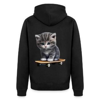 Chaton skateboard - Veste à capuche bio Premium Unisexe - noir - Dos - Nico (187cm)