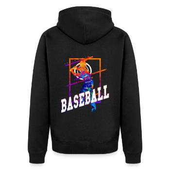 Baseball Baseball Player Vintage Colorful - Unisex Premium Organic Zip Hoodie - black - Back - Nico (187cm)