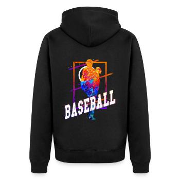 Baseball Baseball Player Vintage Colorful - Unisex Premium Organic Zip Hoodie - black - Back - Nico (187cm)