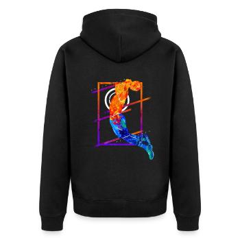 Basketball Basketballspieler Spieler Vintage Bunt - Unisex Premium Bio Zip Hoodie - Schwarz - Hinten - Nico (187cm)