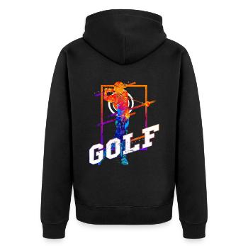 Golf Golfen Golfspieler Sport Hobby Club Vintage - Unisex Premium Bio Zip Hoodie - Schwarz - Hinten - Nico (187cm)
