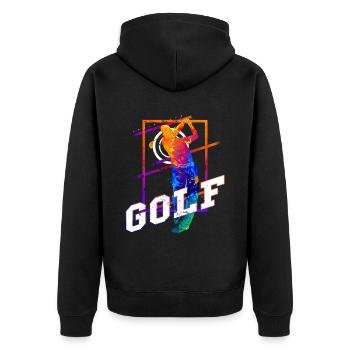 Golf Golfen Golfspieler Sport Hobby Club Vintage - Unisex Premium Bio Zip Hoodie - Schwarz - Hinten - Nico (187cm)