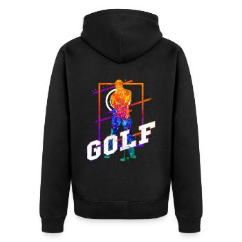 Golf Golfen Golfspieler Sport Hobby Club Vintage - Unisex Premium Bio Zip Hoodie - Schwarz - Hinten - Nico (187cm)