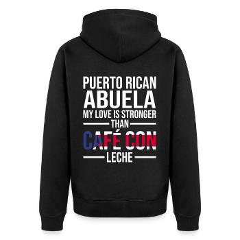 Puerto Rico Flagge | Puerto Ricaner Geschenkideen - Unisex Premium Bio Zip Hoodie - Schwarz - Hinten - Nico (187cm)