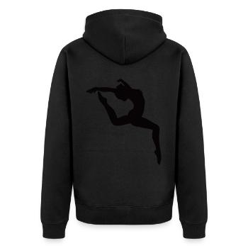 Turnen, Turnen, Turnen - Unisex Premium Bio Zip Hoodie - Schwarz - Hinten - Nico (187cm)