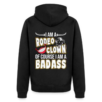 Rodeo Clown | Rodeo Cowboy Western Beruf Geschenke - Unisex Premium Bio Zip Hoodie - Schwarz - Hinten - Nico (187cm)