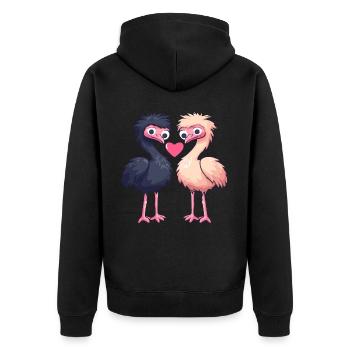 Autruche Couple Amour Couple Amoureux - Veste à capuche bio Premium Unisexe - noir - Dos - Nico (187cm)