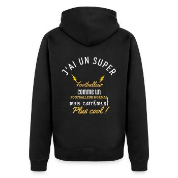Footballeuse je suis une super Footballeuse - Veste à capuche bio Premium Unisexe - noir - Dos - Nico (187cm)