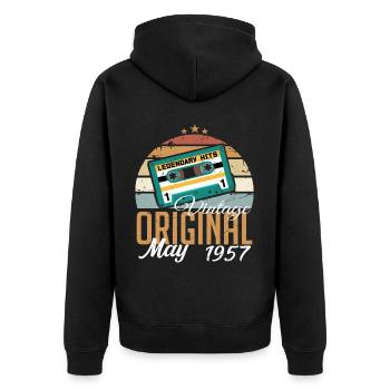 Mai 1957 Geburtstagsgeschenk 1957 Mai - 1957 Mai - Unisex Premium Bio Zip Hoodie - Schwarz - Hinten - Nico (187cm)