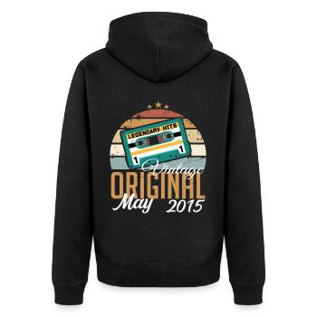 Mai 2015 Geburtstagsgeschenk 2015 Mai - 2015 Mai - Unisex Premium Bio Zip Hoodie - Schwarz - Hinten - Nico (187cm)