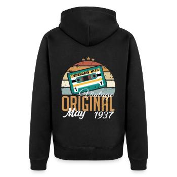 May 1937 Birthday Gift 1937 May - May 1937 - Unisex Premium Organic Zip Hoodie - black - Back - Nico (187cm)