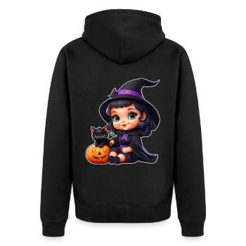 Cute witch with black cat and pumpkin - Unisex Premium Organic Zip Hoodie - black - Back - Nico (187cm)