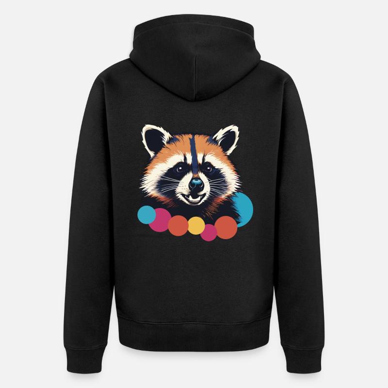 Panda roux heureux - Veste à capuche bio Premium Unisexe - noir