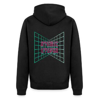 Atomic Utopia - Digital Tile Grid - Unisex Premium Organic Zip Hoodie - black - Back - Nico (187cm)