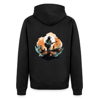 guitariste, guitariste, chanteur, musique country, vintage - Veste à capuche bio Premium Unisexe - noir - Dos - Nico (187cm)