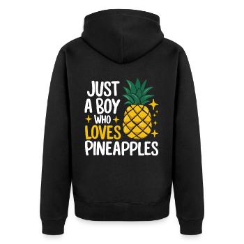 Ananas tropische hawaiianische Frucht - Unisex Premium Bio Zip Hoodie - Schwarz - Hinten - Nico (187cm)