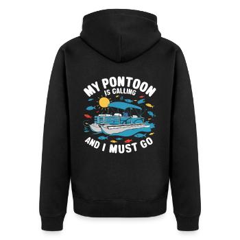 Pontoon Boat Captain Pontoon Boats - Unisex Premium Organic Zip Hoodie - black - Back - Nico (187cm)