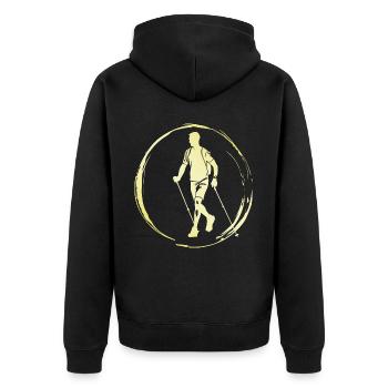 Nordic Walking Man - Unisex Premium Organic Zip Hoodie - black - Back - Nico (187cm)