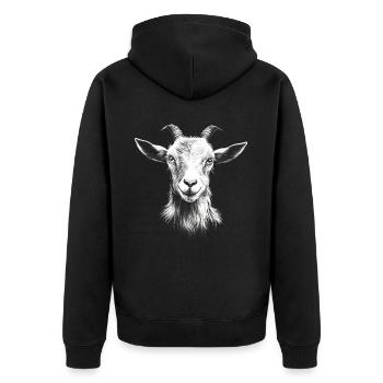 Ziege Portrait Ziegen Tiere - Unisex Premium Bio Zip Hoodie - Schwarz - Hinten - Nico (187cm)