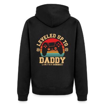 Promu papa en 2025 - Veste à capuche bio Premium Unisexe - noir - Dos - Nico (187cm)