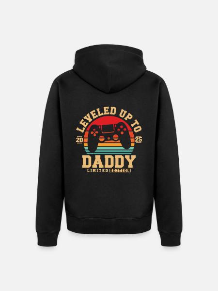 Promoted to dad in 2025 - Unisex Premium Organic Zip Hoodie - black