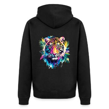 Tête de tigre Tête de tigre Prédateur Nature sauvage Art coloré - Veste à capuche bio Premium Unisexe - noir - Dos - Nico (187cm)