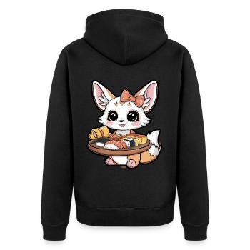 Fennec Kawaii Desert Fox avec sushi japonais - Veste à capuche bio Premium Unisexe - noir - Dos - Nico (187cm)