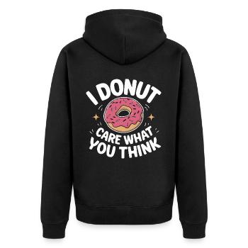 Donut Donuts Süßigkeiten Bagel - Unisex Premium Bio Zip Hoodie - Schwarz - Hinten - Nico (187cm)