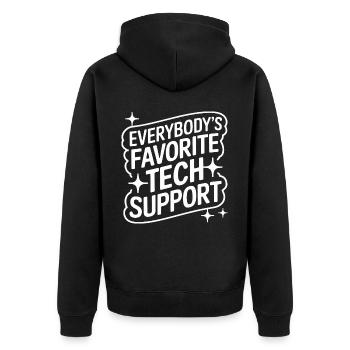 Technischer Support Computerfreak Nerd - Unisex Premium Bio Zip Hoodie - Schwarz - Hinten - Nico (187cm)