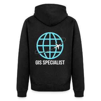 GIS-Analyst Kartografie Geografie Geography - Unisex Premium Bio Zip Hoodie - Schwarz - Hinten - Nico (187cm)