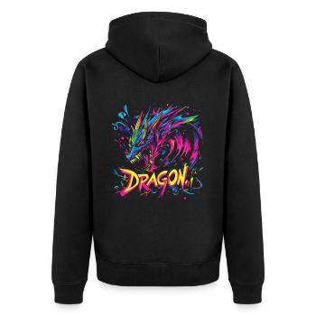 Dragon Colorful Fantasy Magic Mysticism Mythology Art - Unisex Premium Organic Zip Hoodie - black - Back - Nico (187cm)