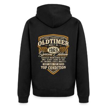 Oldtimer Baujahr 1965 Jahrgang Geburtstag Geschenk - Unisex Premium Bio Zip Hoodie - Schwarz - Hinten - Nico (187cm)