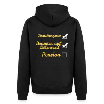 Beamter auf Lebenszeit - Unisex Premium Bio Zip Hoodie - Schwarz - Hinten - Nico (187cm)