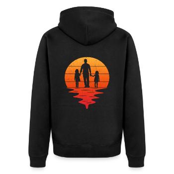 Père de deux filles cadeau papa filles - Veste à capuche bio Premium Unisexe - noir - Dos - Nico (187cm)