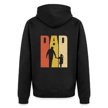 Retro Vater und Tochter T-Shirt Papa Tochter - Unisex Premium Bio Zip Hoodie - Schwarz - Hinten - Nico (187cm)