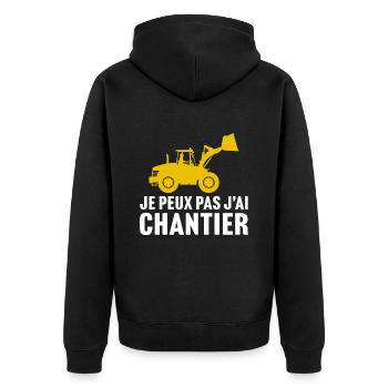je peux pas j'ai chantier t-shirt chargeuse - Veste à capuche bio Premium Unisexe - noir - Dos - Nico (187cm)