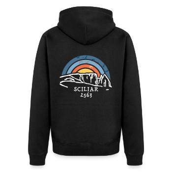 Sciliar Schlern Rosengarten Wanderung Dolomiten - Unisex Premium Bio Zip Hoodie - Schwarz - Hinten - Nico (187cm)