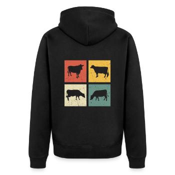 rétro t-shirt vache vaches - Veste à capuche bio Premium Unisexe - noir - Dos - Nico (187cm)