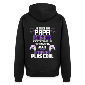 Gamer Humour Papa Joueur de Jeux Vidéo - Veste à capuche bio Premium Unisexe - noir - Dos - Nico (187cm)
