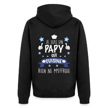 12 - je suis un papy qui cuisine.png - Veste à capuche bio Premium Unisexe - noir - Dos - Nico (187cm)