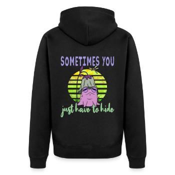 Depressionen Depression Frosch - Unisex Premium Bio Zip Hoodie - Schwarz - Hinten - Nico (187cm)