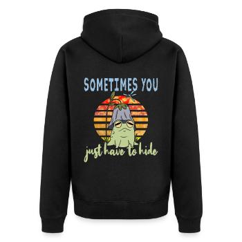 Depressionen Depression Frosch - Unisex Premium Bio Zip Hoodie - Schwarz - Hinten - Nico (187cm)