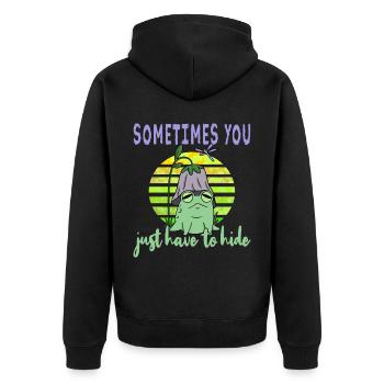 Depressionen Depression Frosch - Unisex Premium Bio Zip Hoodie - Schwarz - Hinten - Nico (187cm)