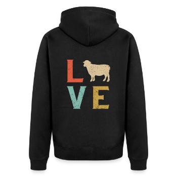 Ich mag Schafe T-Shirt Schafe - Unisex Premium Bio Zip Hoodie - Schwarz - Hinten - Nico (187cm)