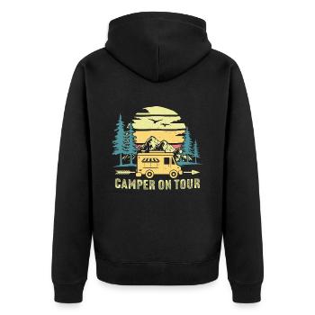 camper on tour camping-car t-shirt camping - Veste à capuche bio Premium Unisexe - noir - Dos - Nico (187cm)