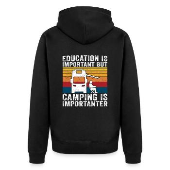 camping is importanter motorhome t-shirt camper - Unisex Premium Organic Zip Hoodie - black - Back - Nico (187cm)