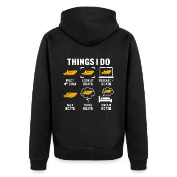 Dinge, die ich tue Pilot My Boat T-Shirt Captain Boat - Unisex Premium Bio Zip Hoodie - Schwarz - Hinten - Nico (187cm)