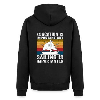 L’éducation est importante, mais la voile est plus importante - Veste à capuche bio Premium Unisexe - noir - Dos - Nico (187cm)